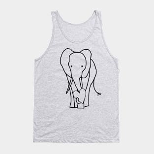 Big Animals Elephant with Heart Outline for Valentines Day Graphic Tank Top